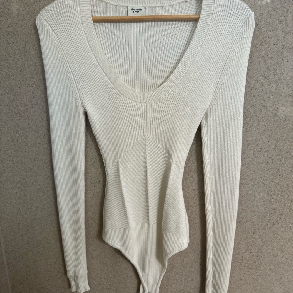 Abercrombie & Fitch Cream Ribbed Bodysuit